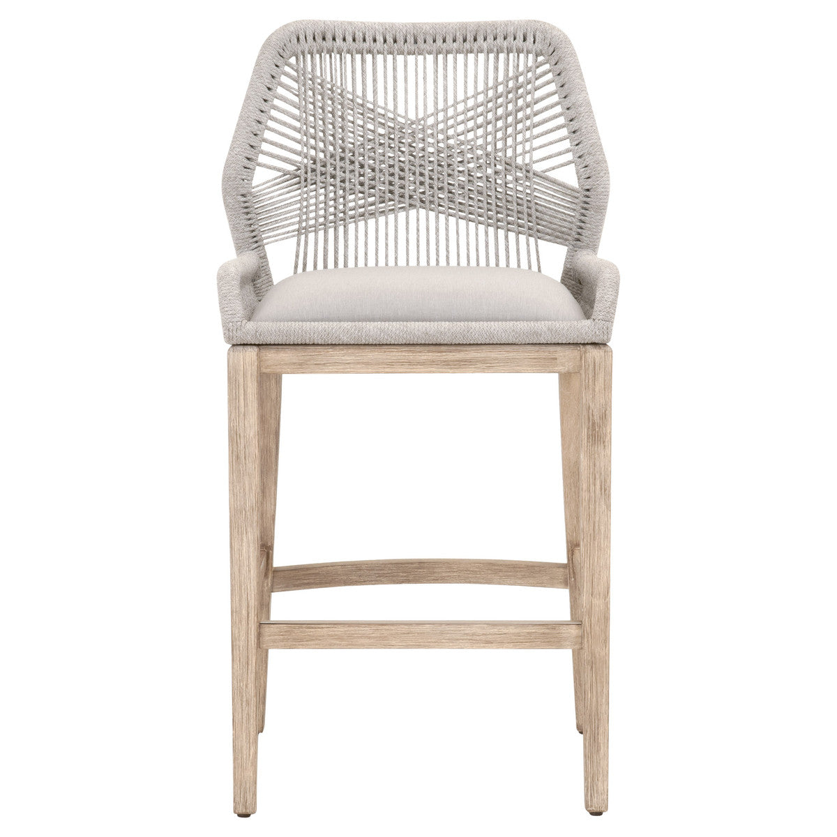 Loom Barstool in Taupe & White Flat Rope, Performance Pumice, Natural Gray Mahogany from Essentials For Living - Luna Furniture