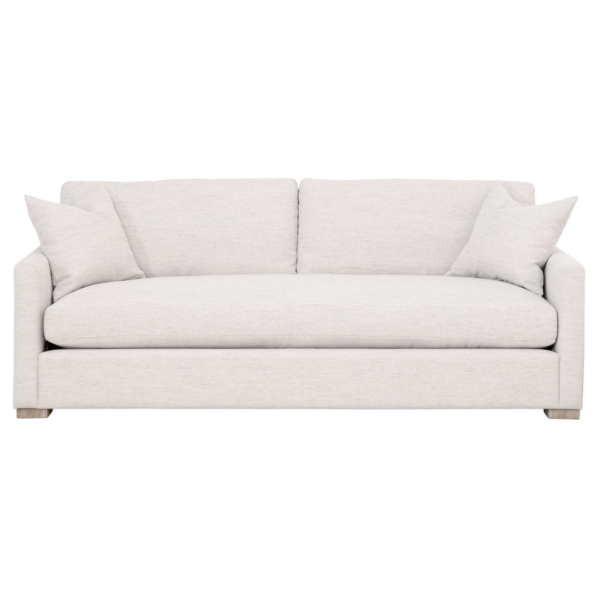 Clara 86" Slim Arm Sofa in Performance Stone Basketweave, Natural Gray Oak from Essentials For Living - Luna Furniture