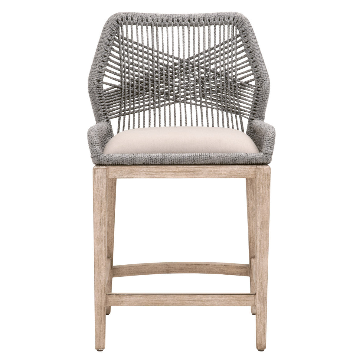 Loom Counter Stool in Platinum Rope, Light Gray, Natural Gray Mahogany from Essentials For Living - Luna Furniture