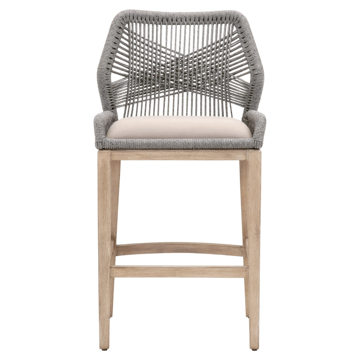 Loom Barstool in Platinum Rope, Light Gray, Natural Gray Mahogany from Essentials For Living - Luna Furniture