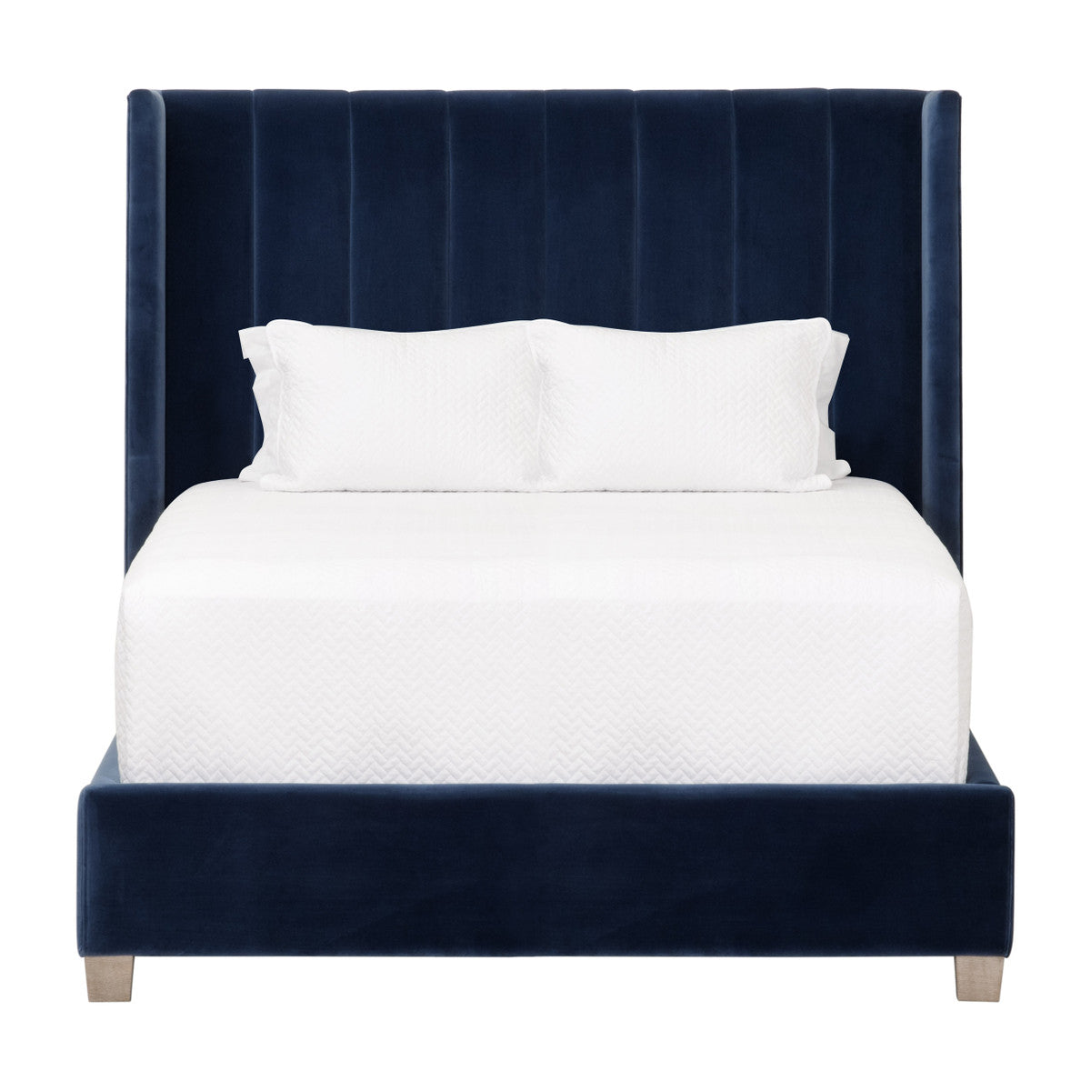 Chandler Queen Bed in Denim Velvet, Natural Gray Oak from Essentials For Living - Luna Furniture