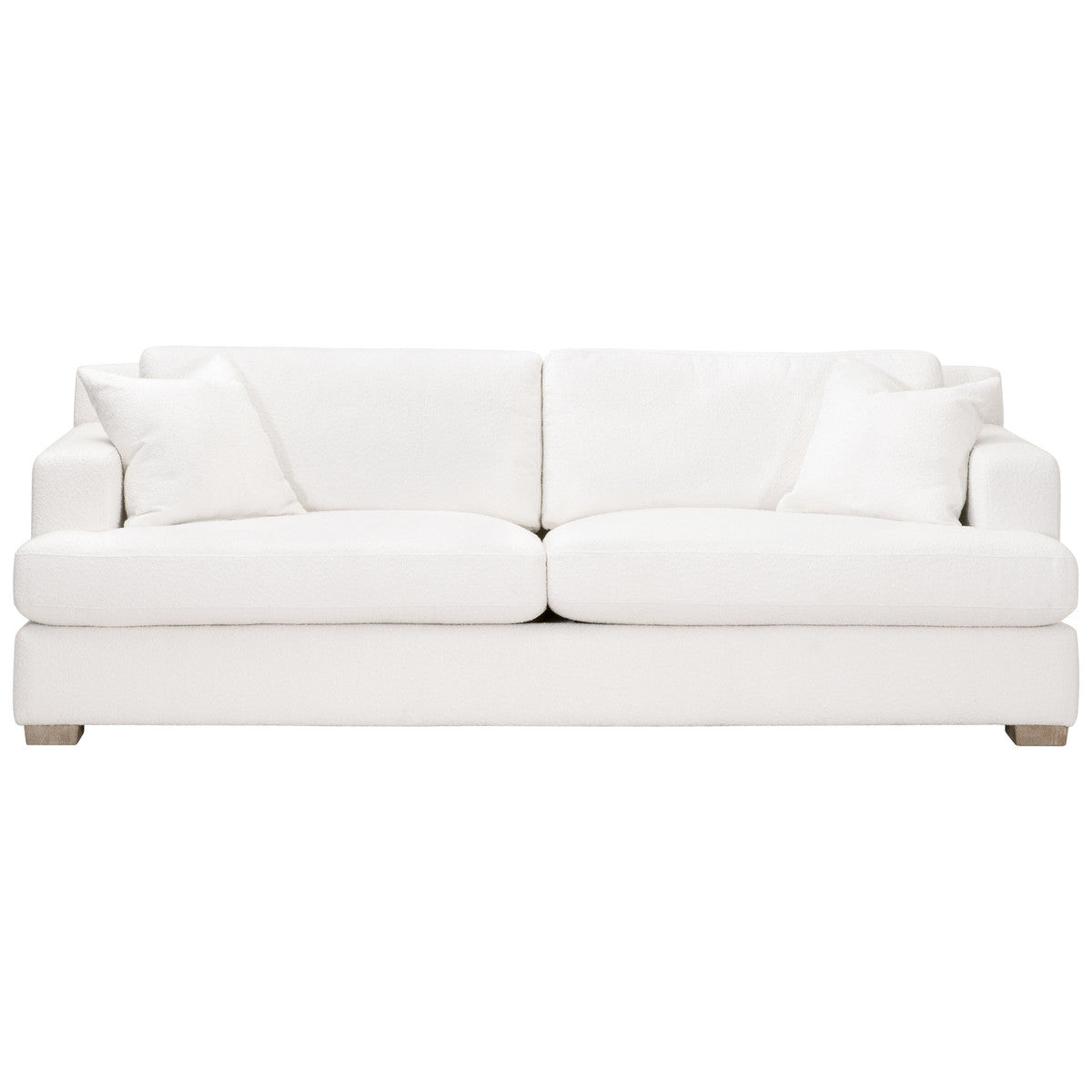 Dean 92" California Casual Sofa in Livesmart Boucle-Snow, Natural Gray Oak from Essentials For Living - Luna Furniture