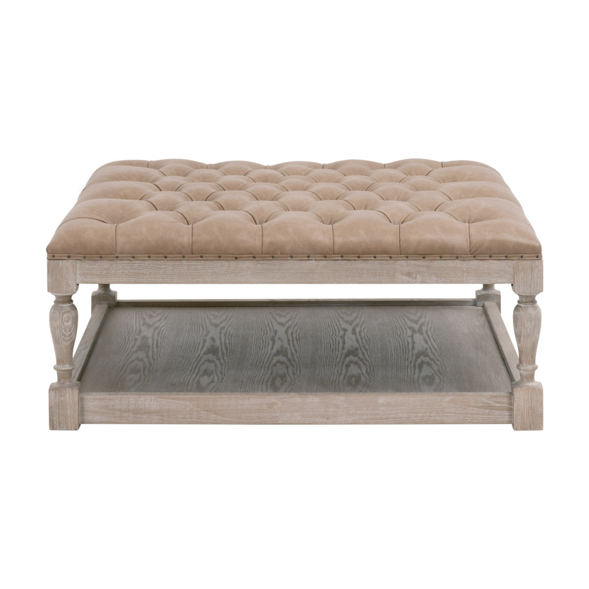 Townsend Tufted Upholstered Coffee Table in Ivanhoe-Toast, Natural Gray Ash from Essentials For Living - Luna Furniture
