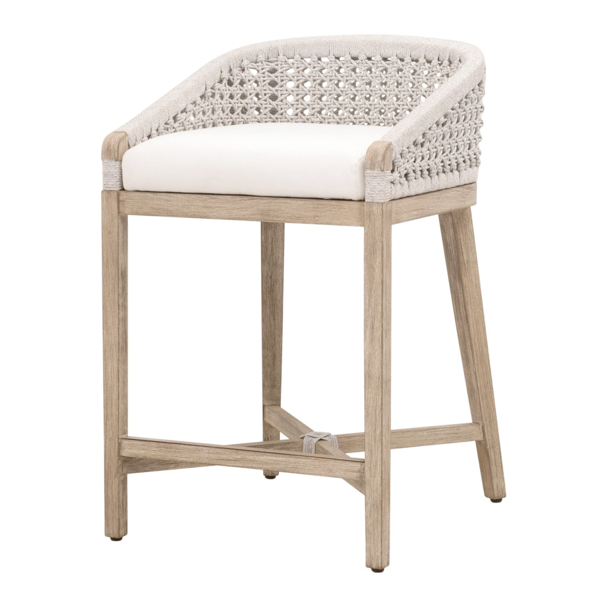 Montecito Counter Stool in White Speckle Round Rope, Livesmart Peyton-Pearl, Natural Gray Mahogany from Essentials For Living - Luna Furniture