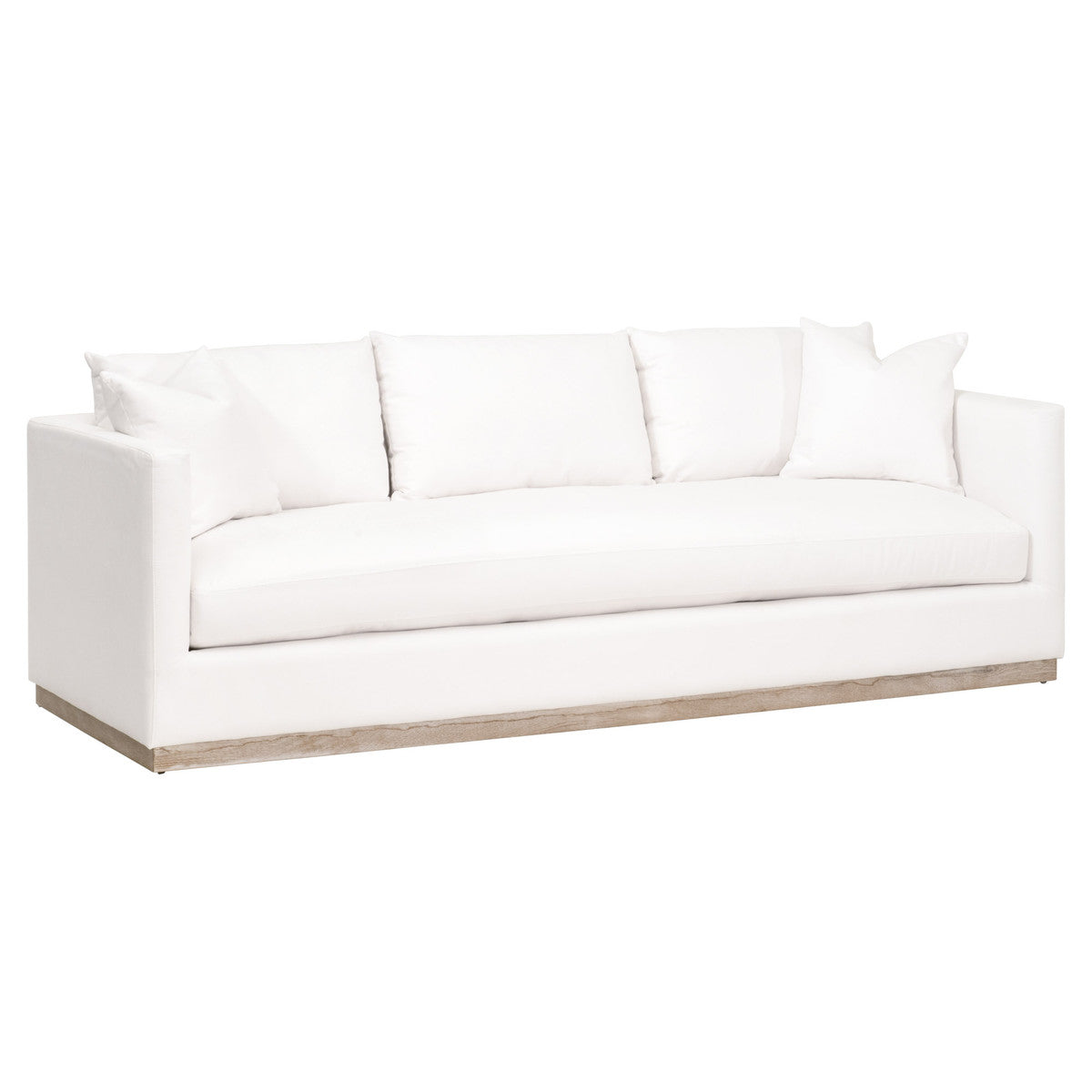 Siena 96" Plinth Base Sofa in Livesmart Machale-Ivory, Natural Gray Oak from Essentials For Living - Luna Furniture