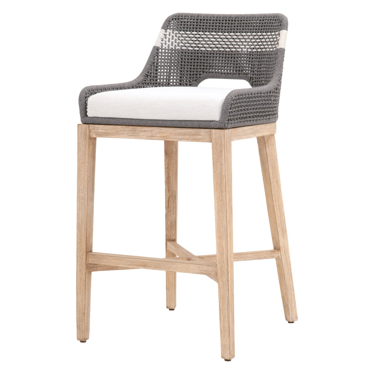 Tapestry Barstool in Dove Flat Rope, White Speckle Stripe, Performance White Speckle, Natural Gray Mahogany from Essentials For Living - Luna Furniture