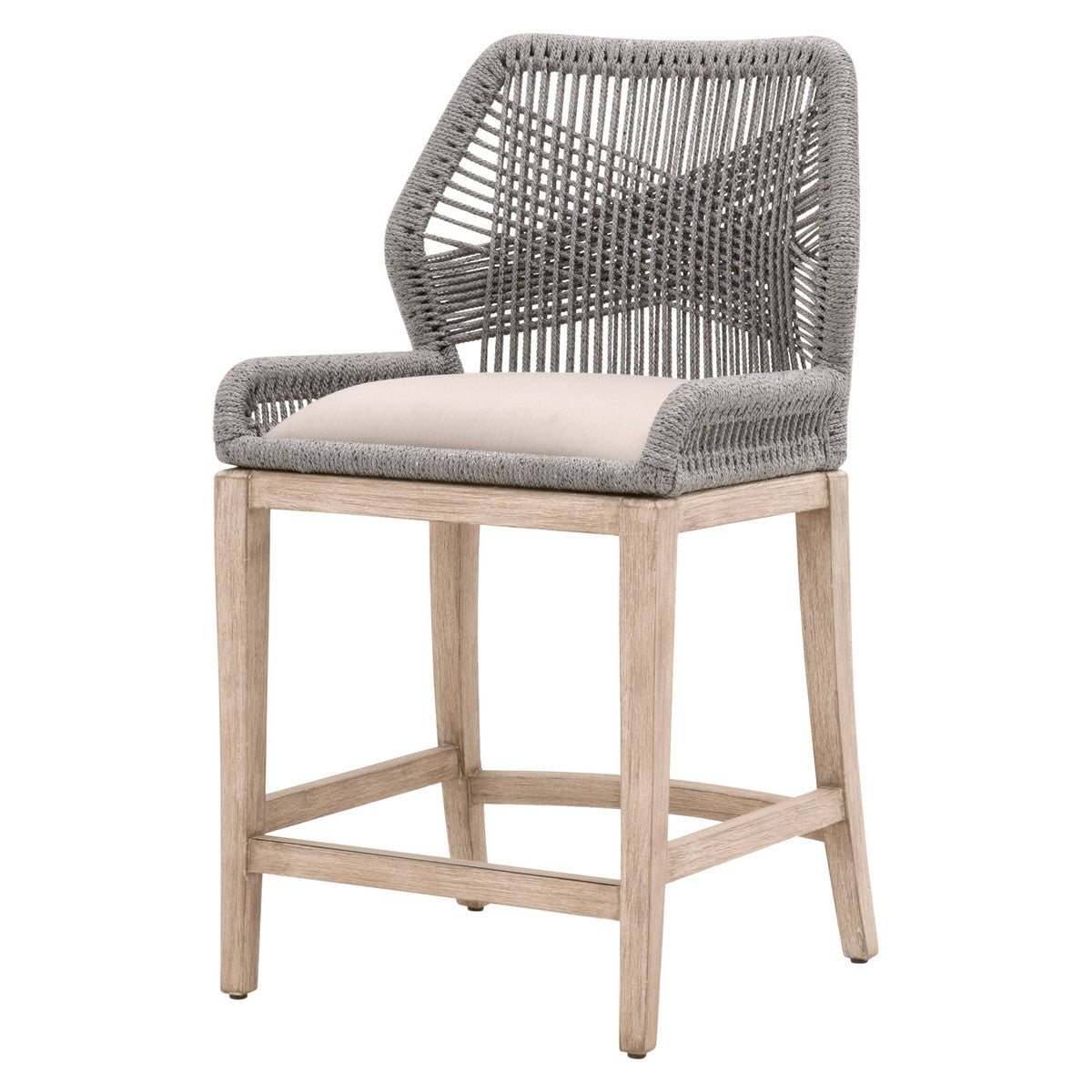 Loom Counter Stool in Platinum Rope, Light Gray, Natural Gray Mahogany from Essentials For Living - Luna Furniture