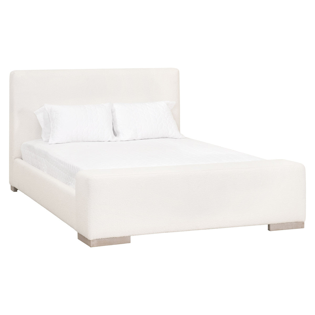 Warren Standard King Bed in Livesmart Boucle-Snow, Natural Gray Oak from Essentials For Living - Luna Furniture