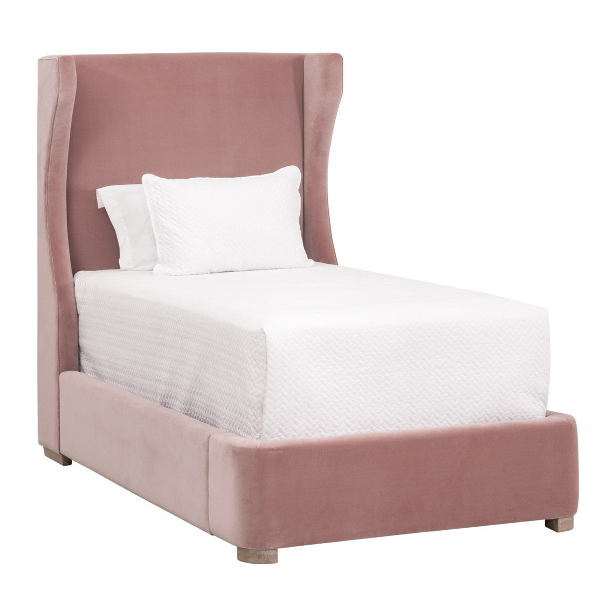 Balboa Twin Bed in Petal Velvet, Natural Gray Oak from Essentials For Living - Luna Furniture