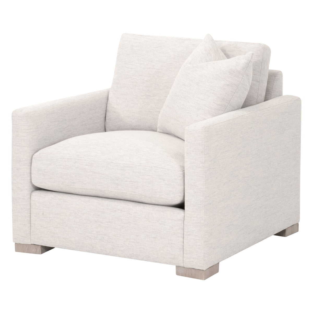 Clara Slim Arm Sofa Chair in Performance Stone Basketweave, Natural Gray Oak from Essentials For Living - Luna Furniture