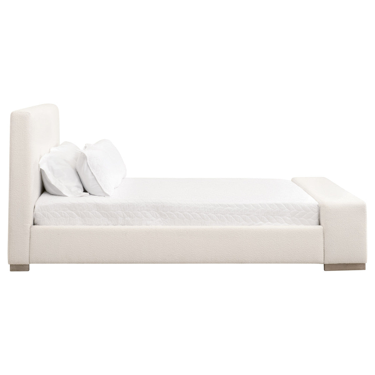 Warren Standard King Bed in Livesmart Boucle-Snow, Natural Gray Oak from Essentials For Living - Luna Furniture