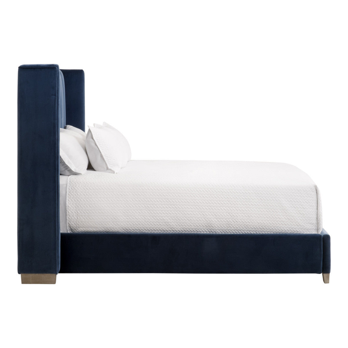 Chandler Queen Bed in Denim Velvet, Natural Gray Oak from Essentials For Living - Luna Furniture