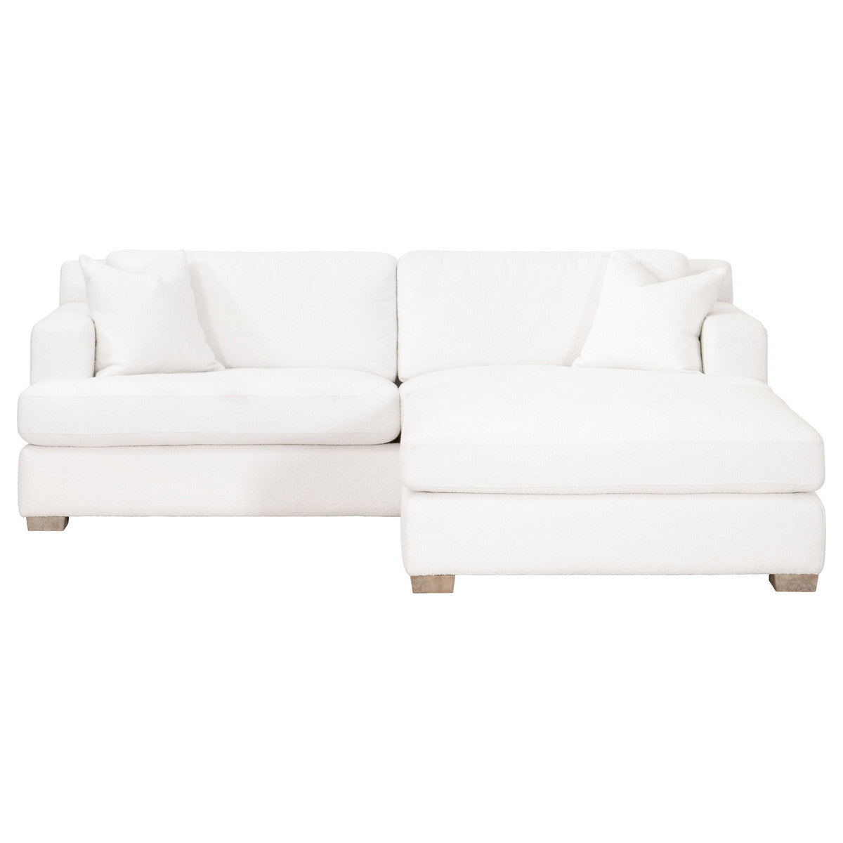 Dean 92" California Casual Sofa in Livesmart Boucle-Snow, Natural Gray Oak from Essentials For Living - Luna Furniture