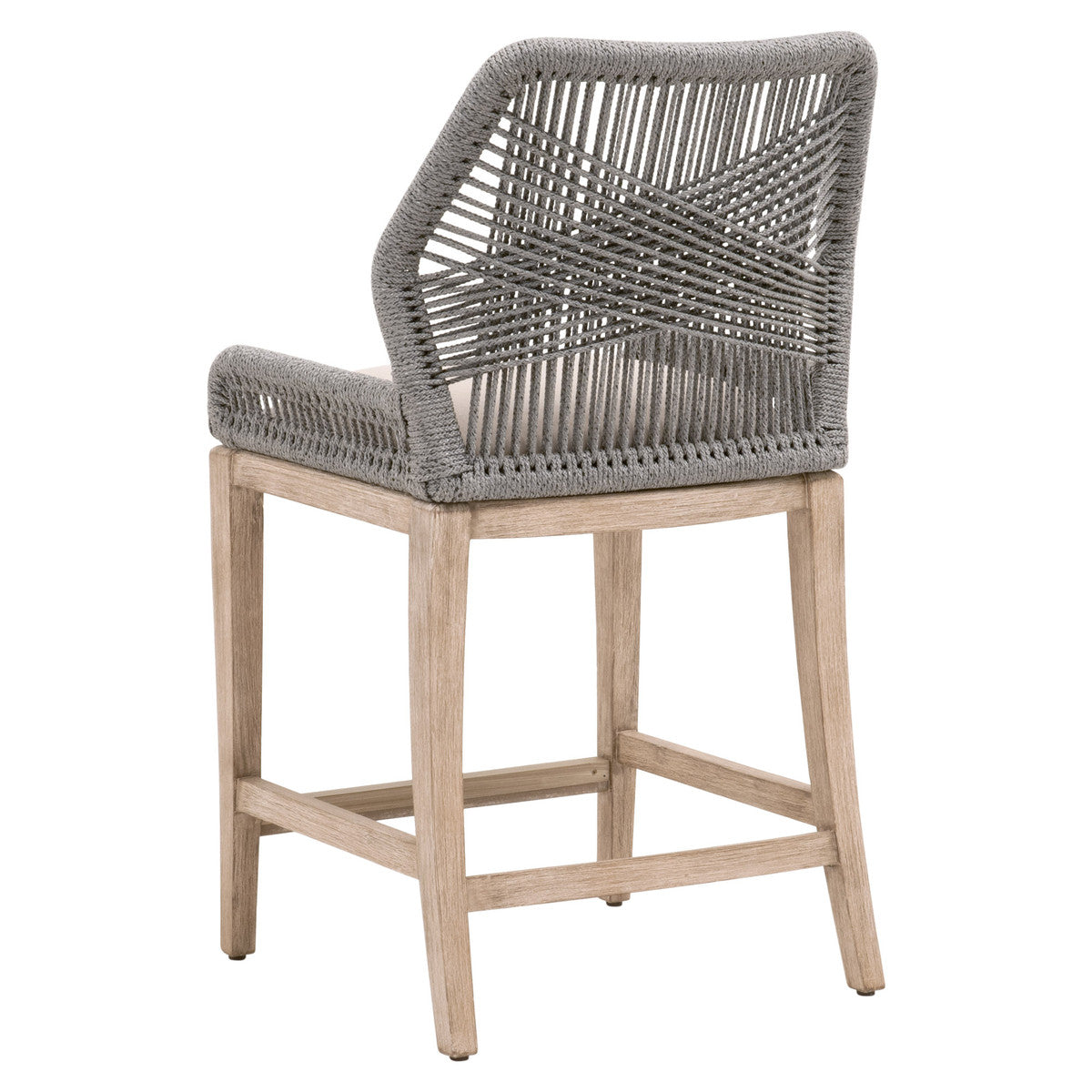 Loom Counter Stool in Platinum Rope, Light Gray, Natural Gray Mahogany from Essentials For Living - Luna Furniture