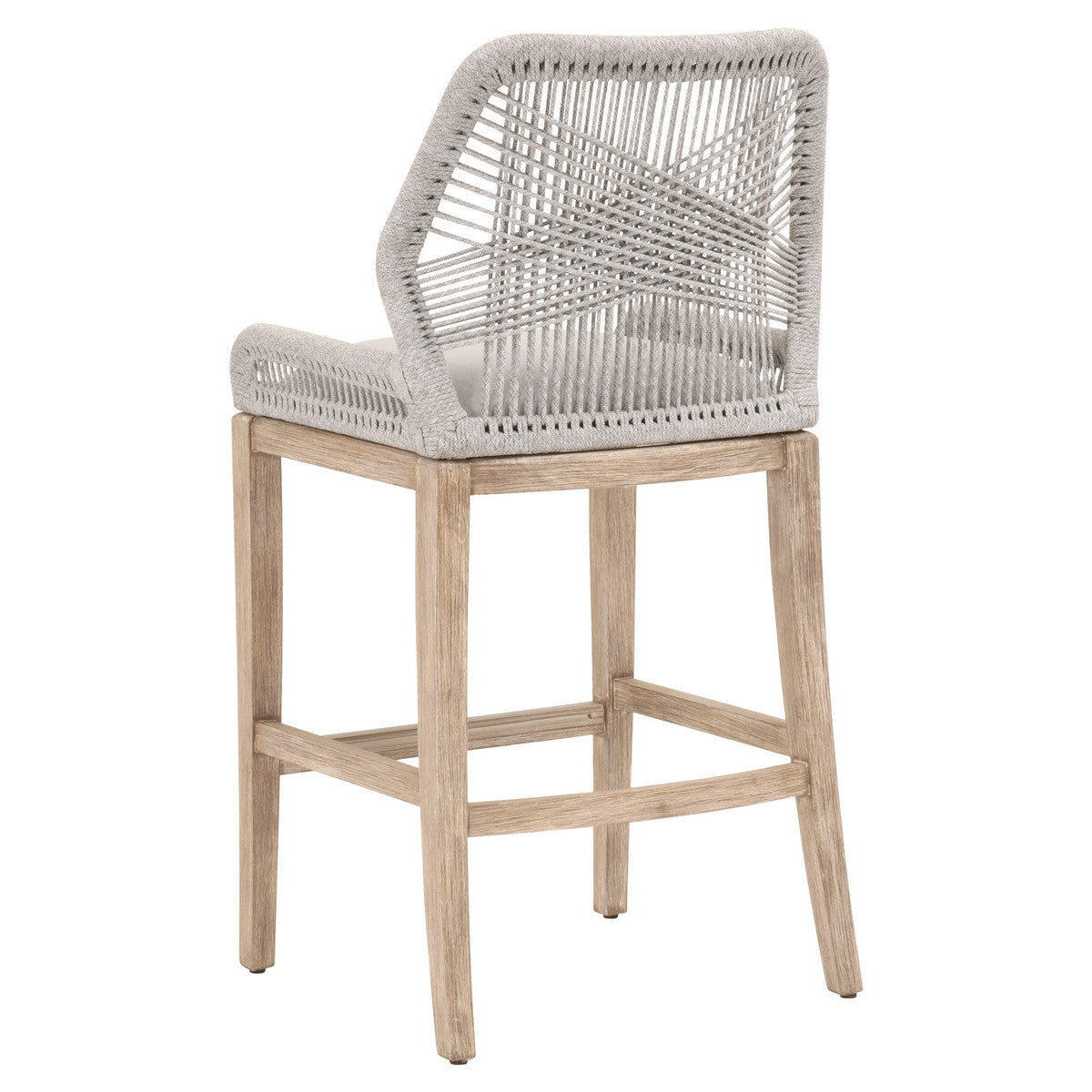 Loom Barstool in Taupe & White Flat Rope, Performance Pumice, Natural Gray Mahogany from Essentials For Living - Luna Furniture
