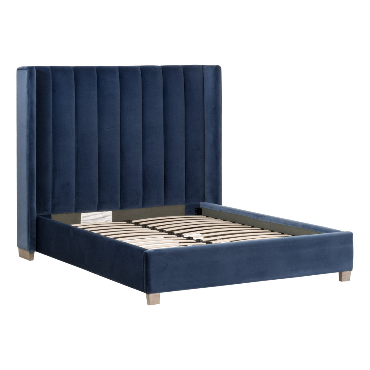 Chandler Queen Bed in Denim Velvet, Natural Gray Oak from Essentials For Living - Luna Furniture