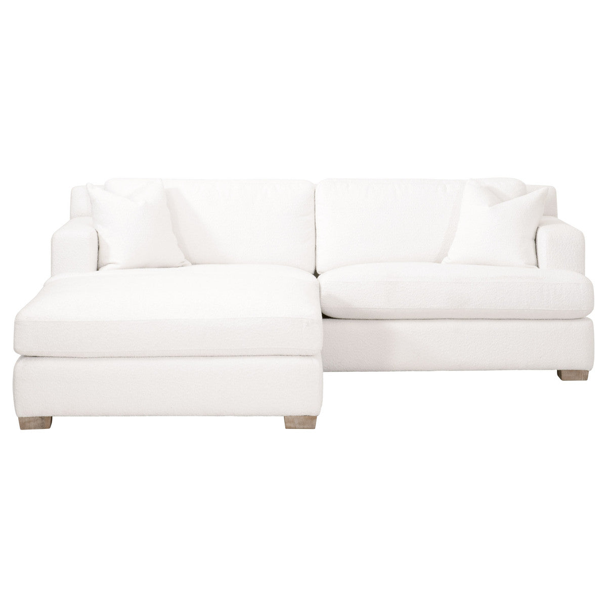 Dean 92" California Casual Sofa in Livesmart Boucle-Snow, Natural Gray Oak from Essentials For Living - Luna Furniture