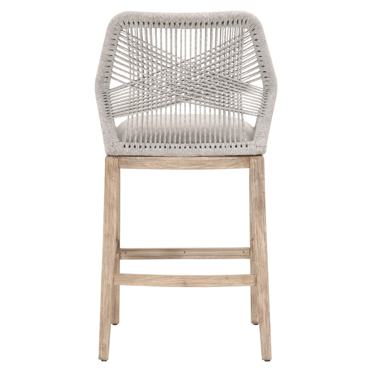 Loom Barstool in Taupe & White Flat Rope, Performance Pumice, Natural Gray Mahogany from Essentials For Living - Luna Furniture