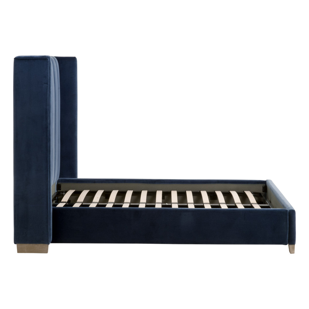 Chandler Queen Bed in Denim Velvet, Natural Gray Oak from Essentials For Living - Luna Furniture