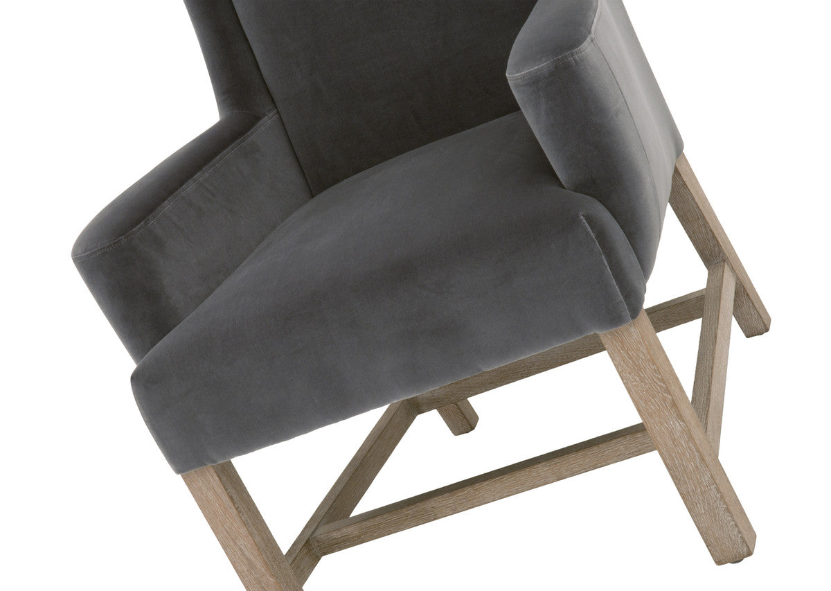 Bennett Arm Chair in Dark Dove Velvet, Natural Gray Oak from Essentials For Living - Luna Furniture