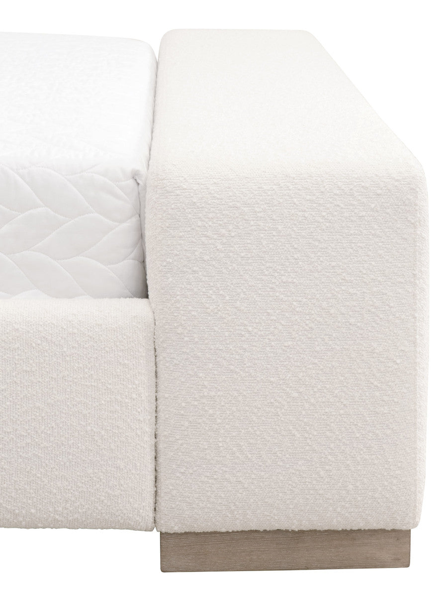 Warren Standard King Bed in Livesmart Boucle-Snow, Natural Gray Oak from Essentials For Living - Luna Furniture