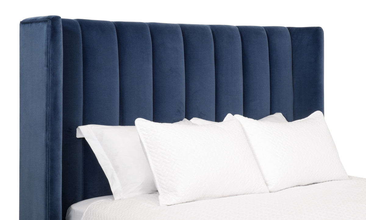 Chandler Queen Bed in Denim Velvet, Natural Gray Oak from Essentials For Living - Luna Furniture