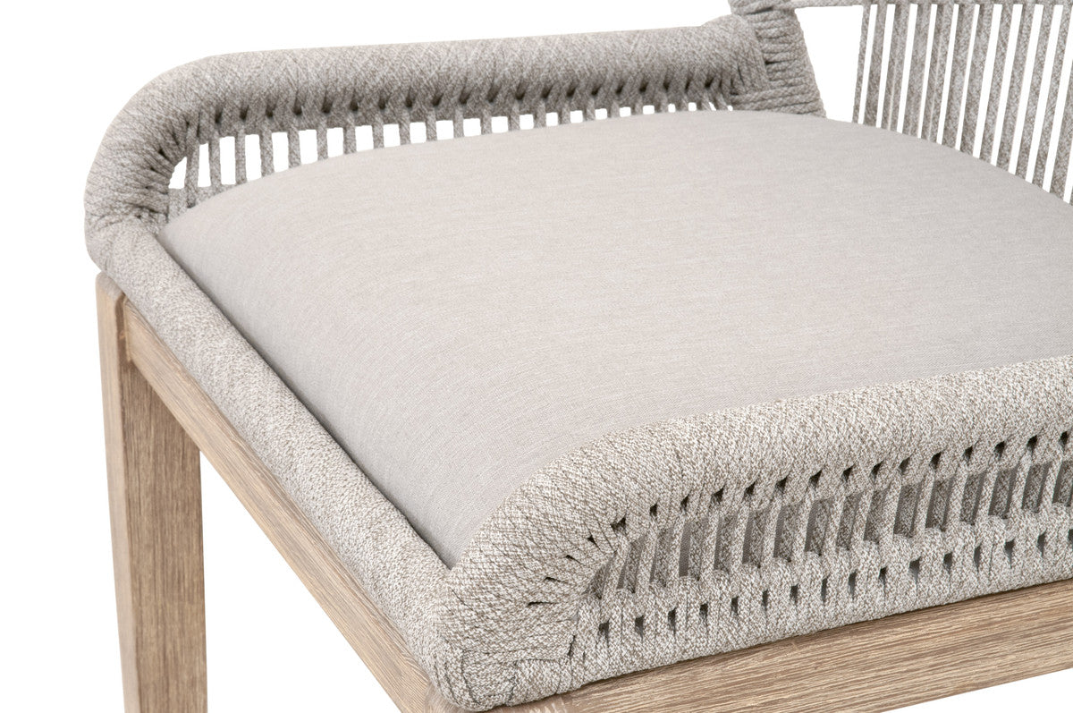 Loom Barstool in Taupe & White Flat Rope, Performance Pumice, Natural Gray Mahogany from Essentials For Living - Luna Furniture