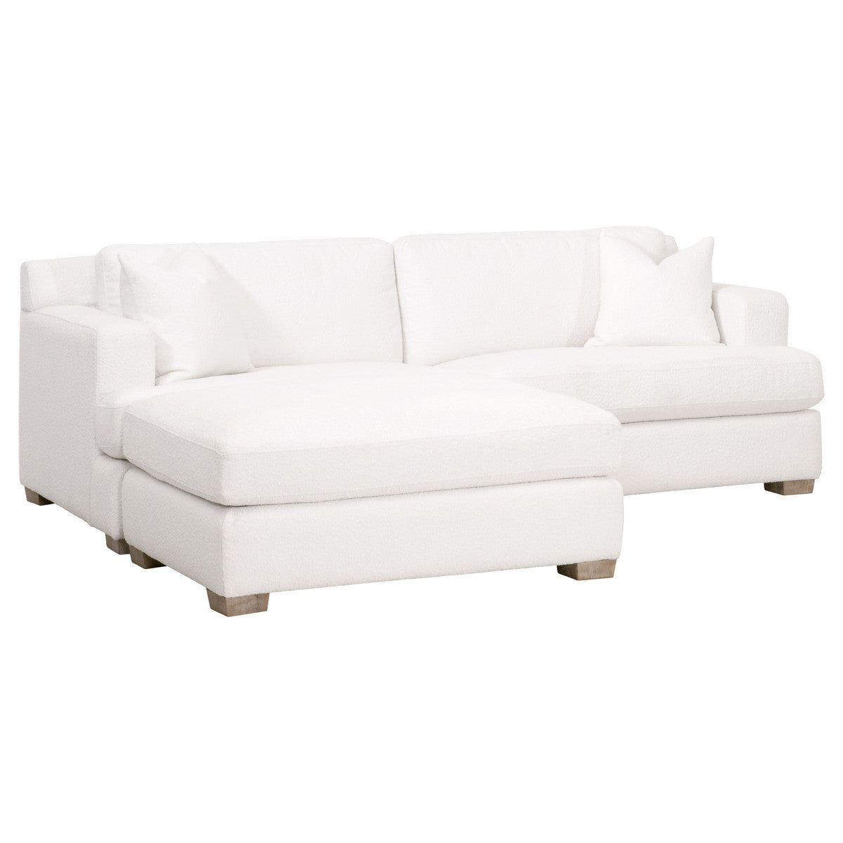 Dean 92" California Casual Sofa in Livesmart Boucle-Snow, Natural Gray Oak from Essentials For Living - Luna Furniture