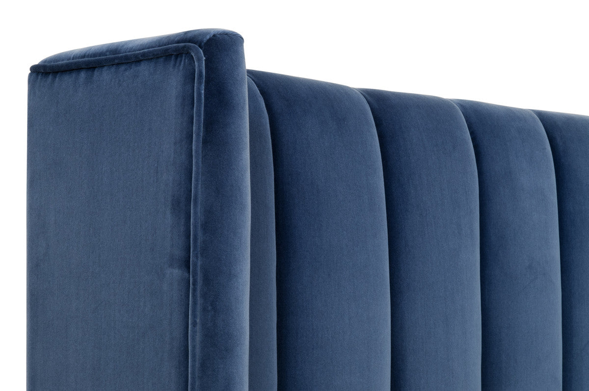 Chandler Queen Bed in Denim Velvet, Natural Gray Oak from Essentials For Living - Luna Furniture
