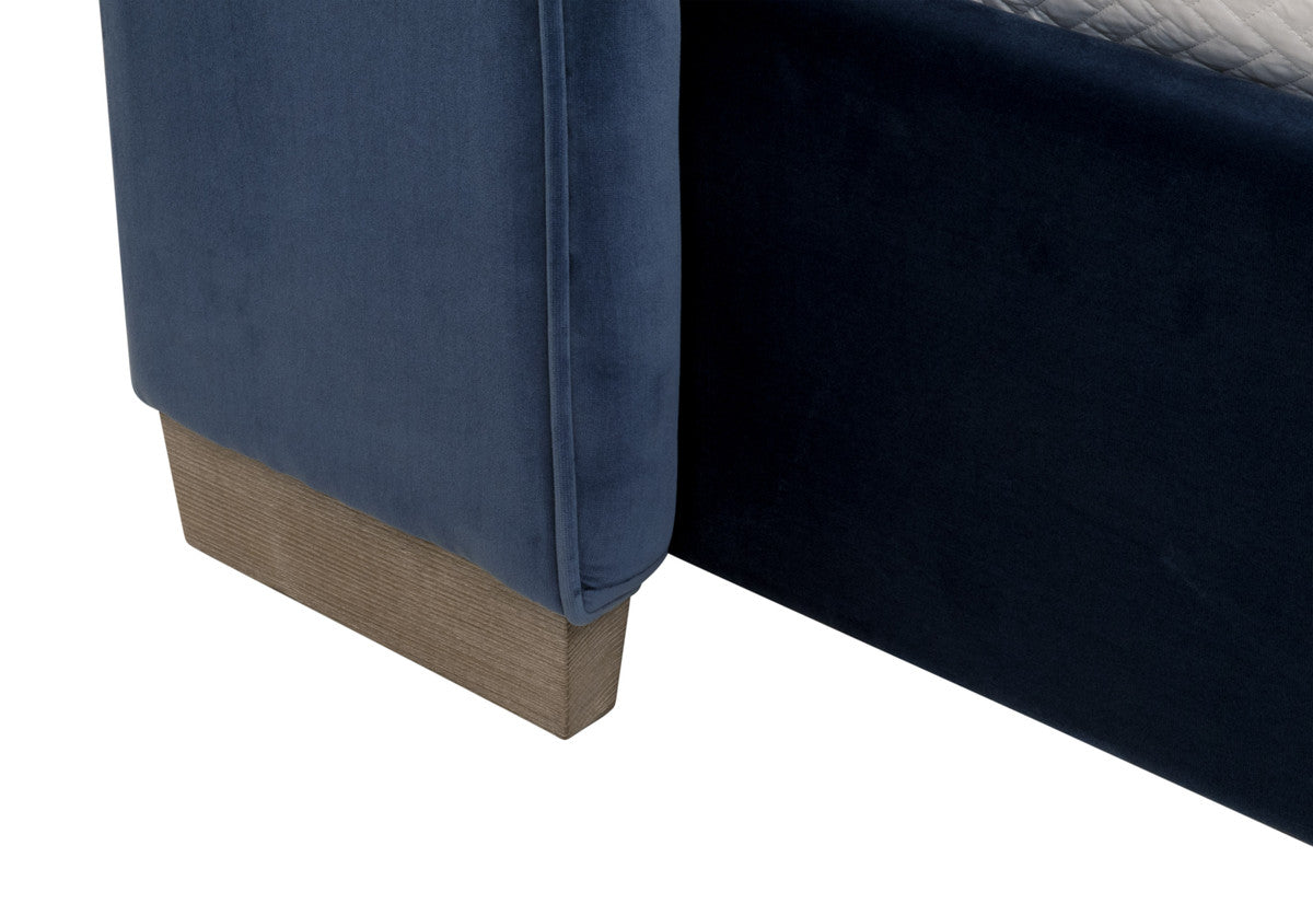 Chandler Queen Bed in Denim Velvet, Natural Gray Oak from Essentials For Living - Luna Furniture