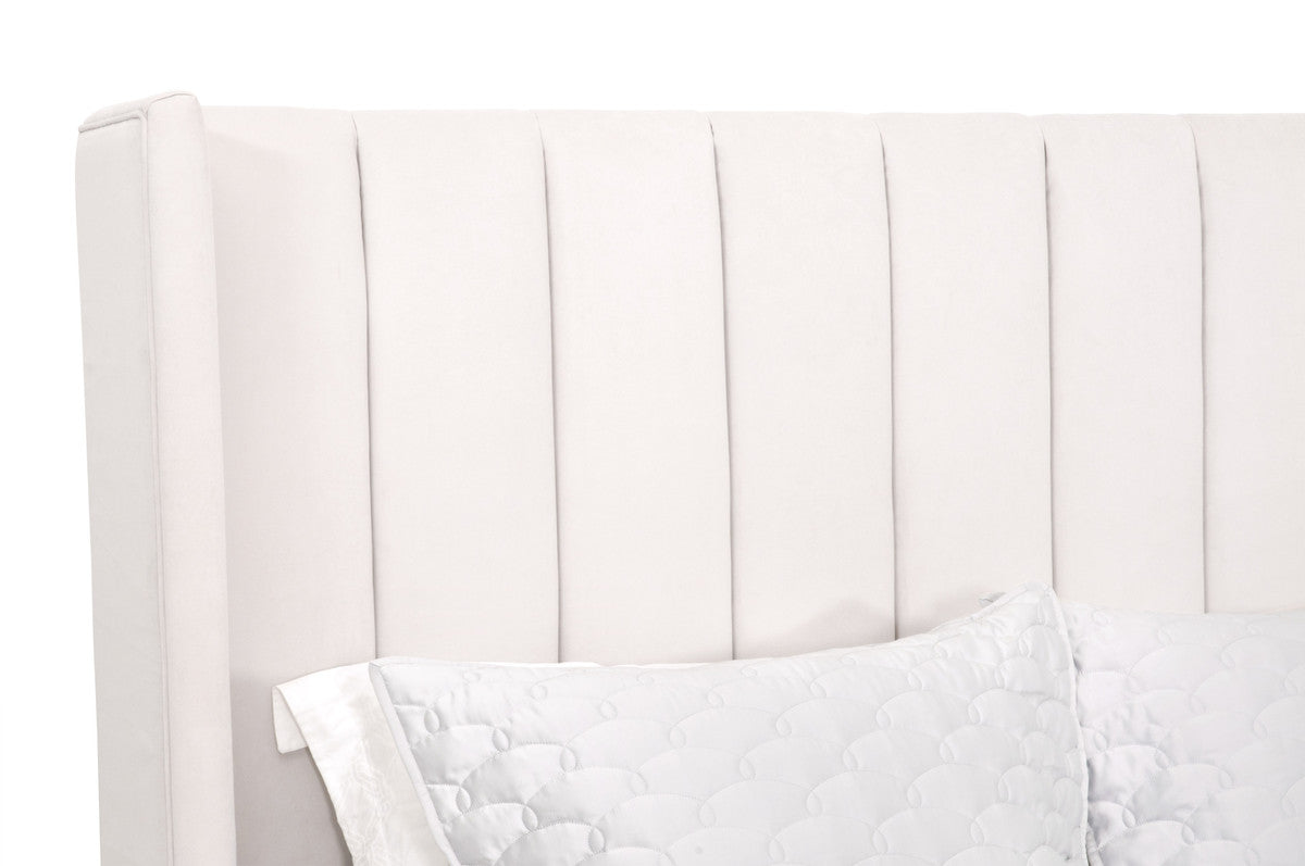 Chandler Standard King Bed in Cream Velvet, Natural Gray Oak from Essentials For Living - Luna Furniture