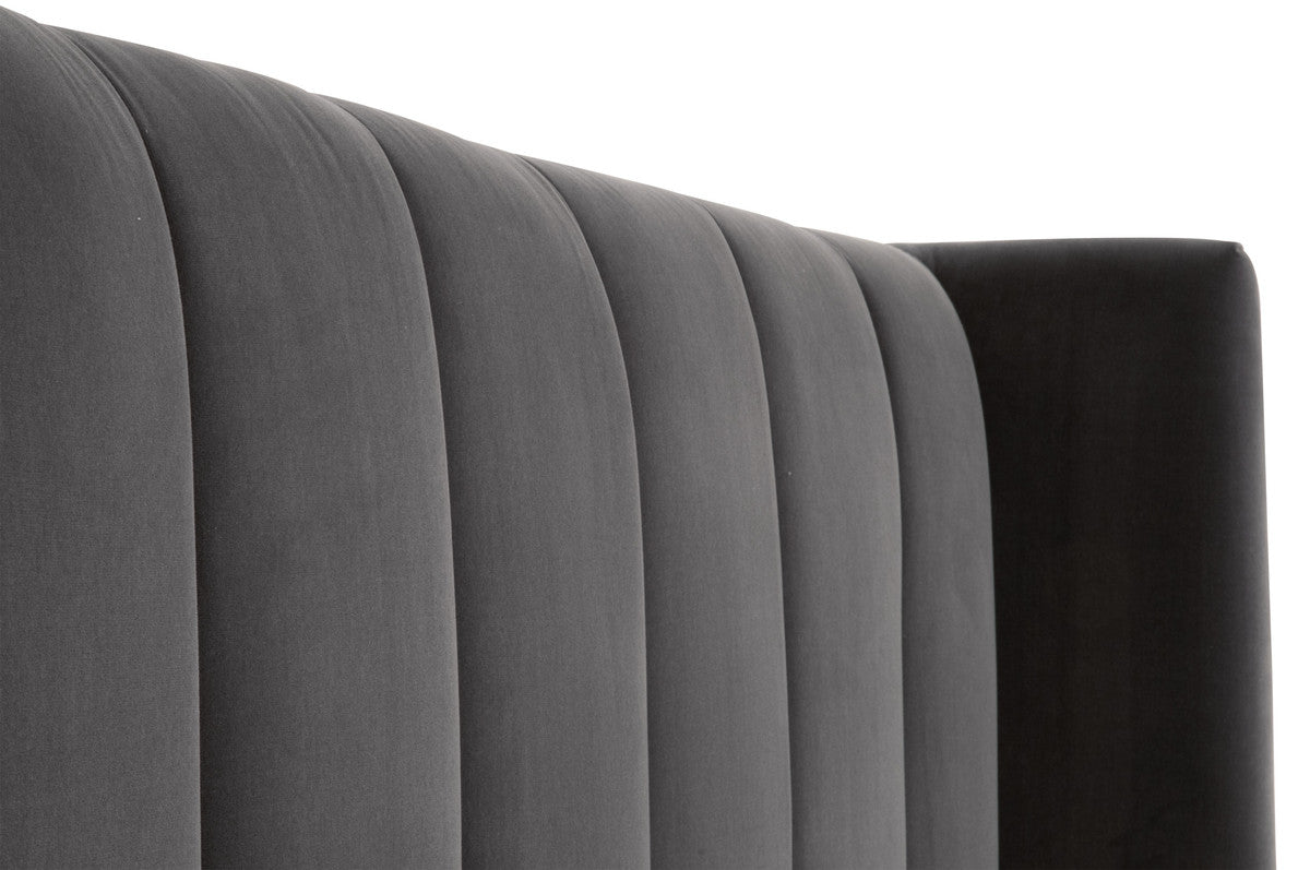 Chandler Standard King Bed in Dark Dove Velvet, Natural Gray Oak from Essentials For Living - Luna Furniture