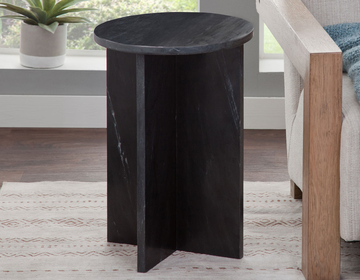 Niki Solid Black Marquina Marble Accent Table from Steve Silver - Luna Furniture