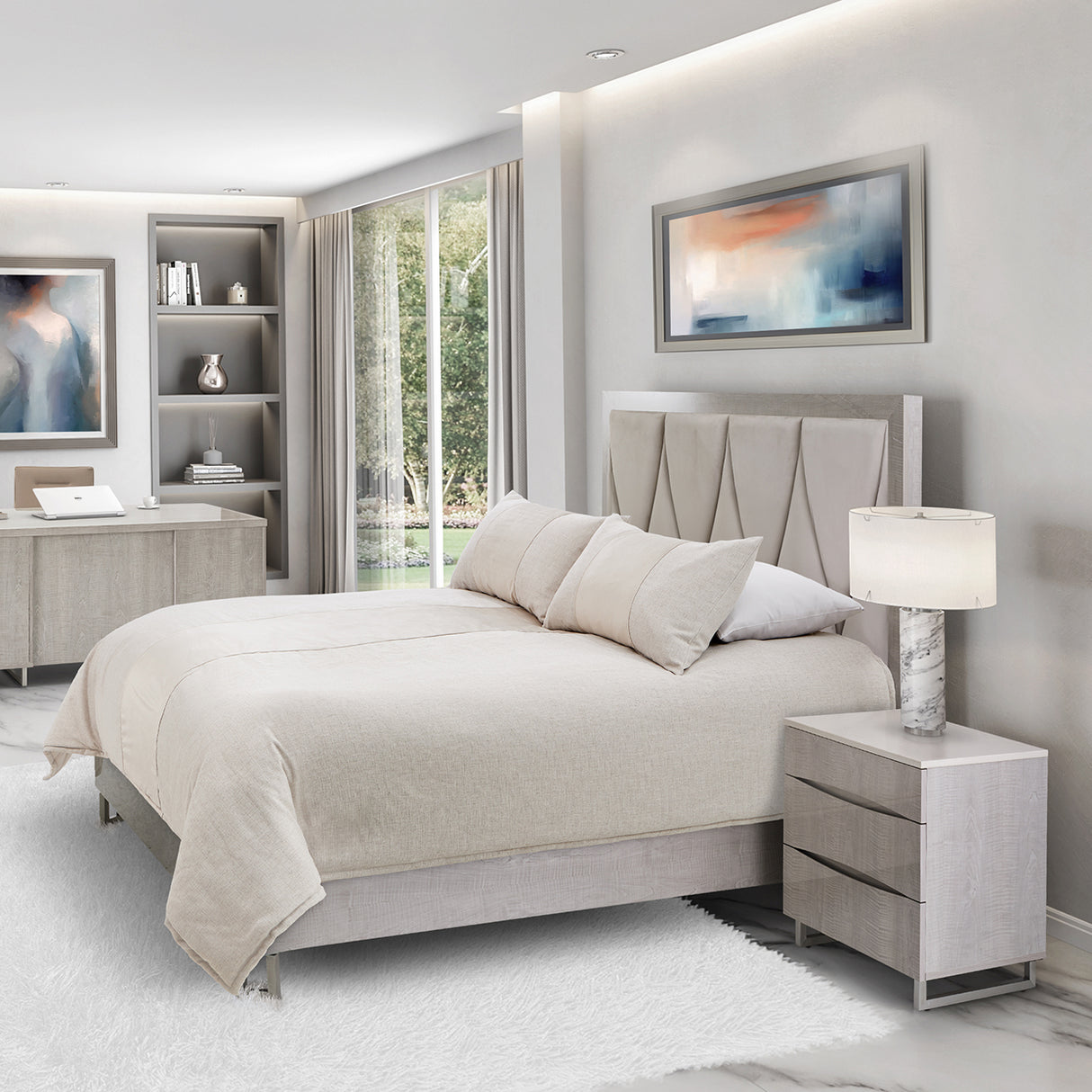 Marin Greige Nightstand from Michael Amini - Luna Furniture