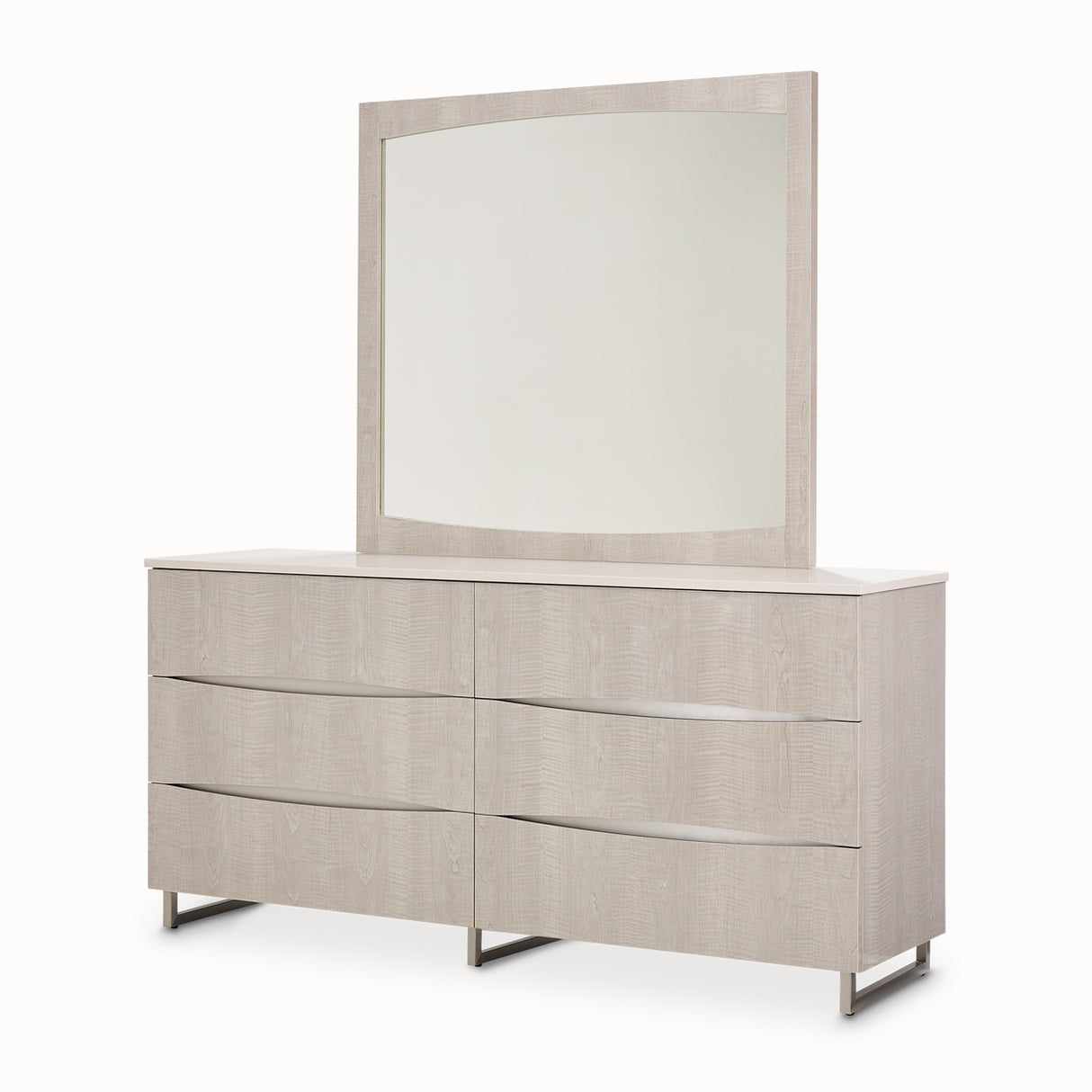 Marin Greige Dresser With Mirror from Michael Amini - Luna Furniture