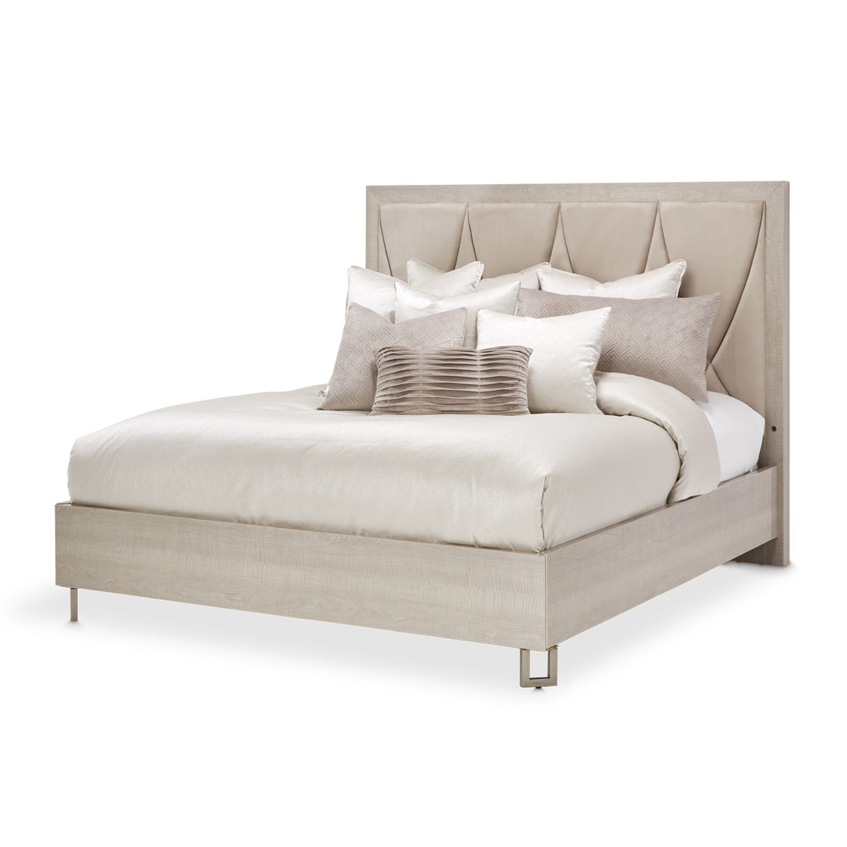Marin Greige Cal King Panel Bed (3 Pc) from Michael Amini - Luna Furniture