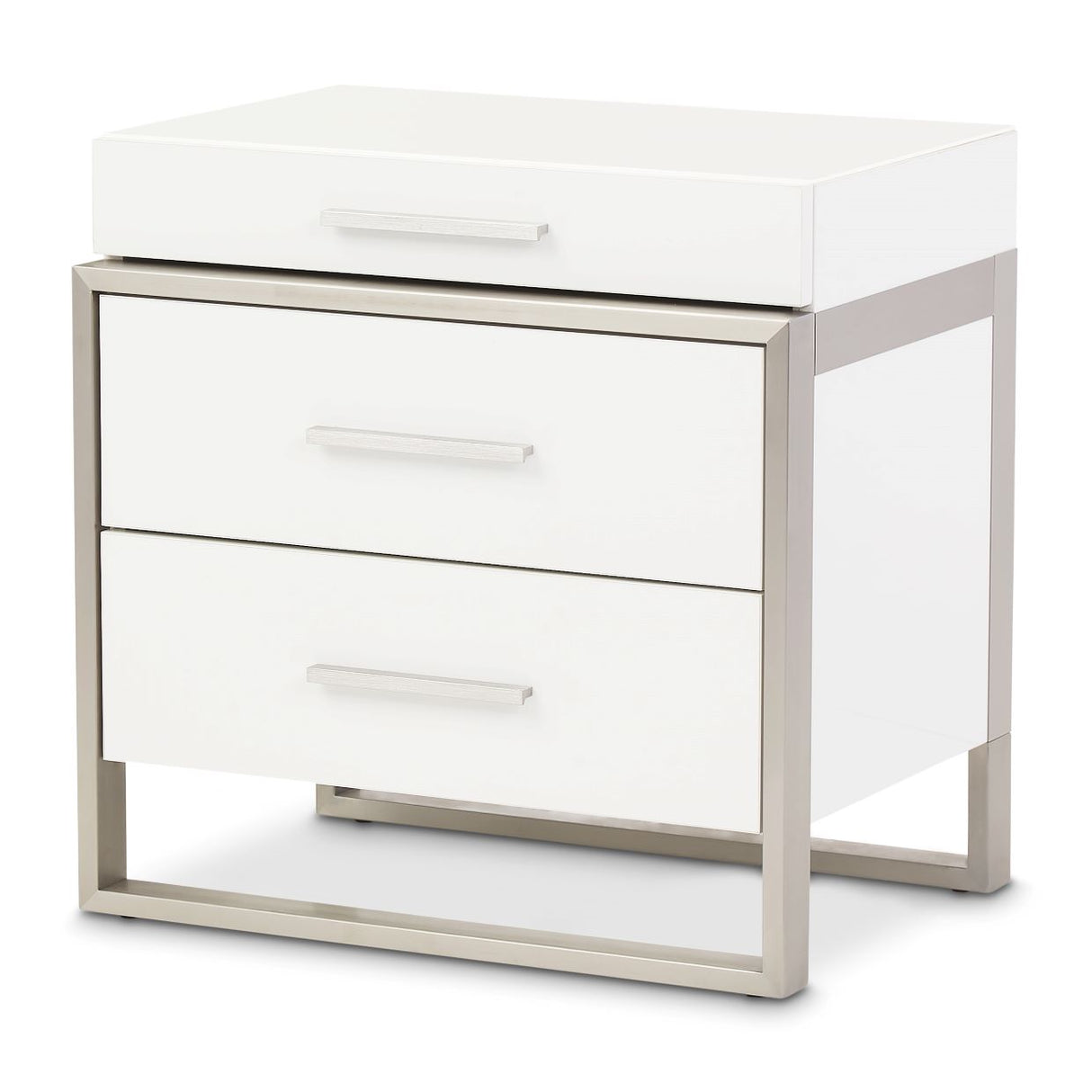 Marquee Cloud White 3-drawer Nightstand from Michael Amini - Luna Furniture