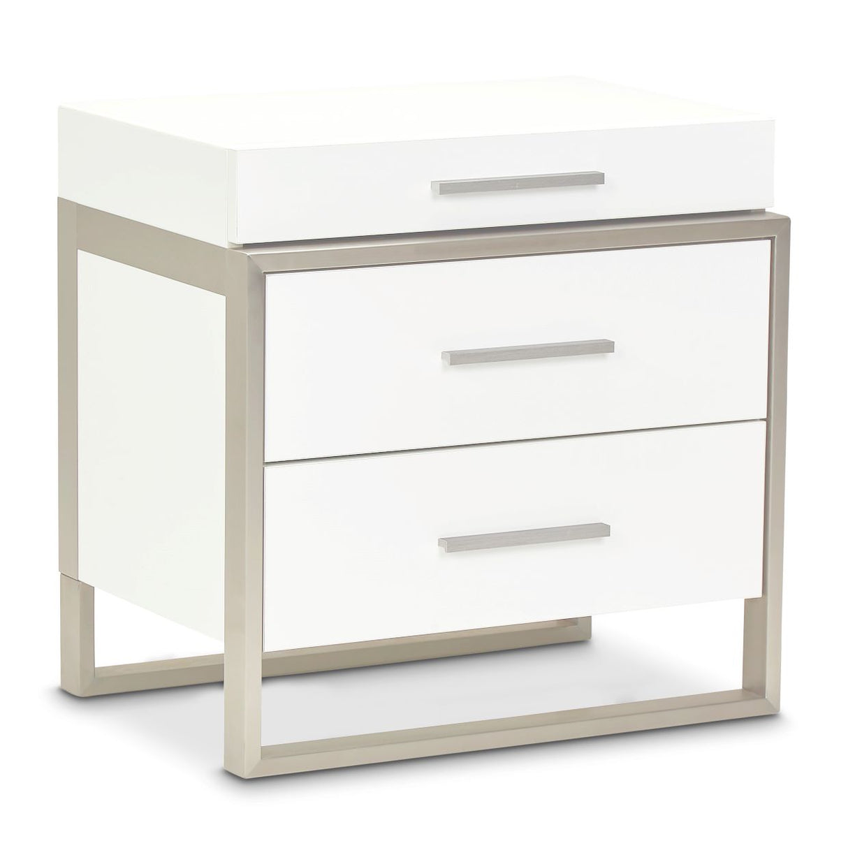 Marquee Cloud White 3-drawer Nightstand from Michael Amini - Luna Furniture