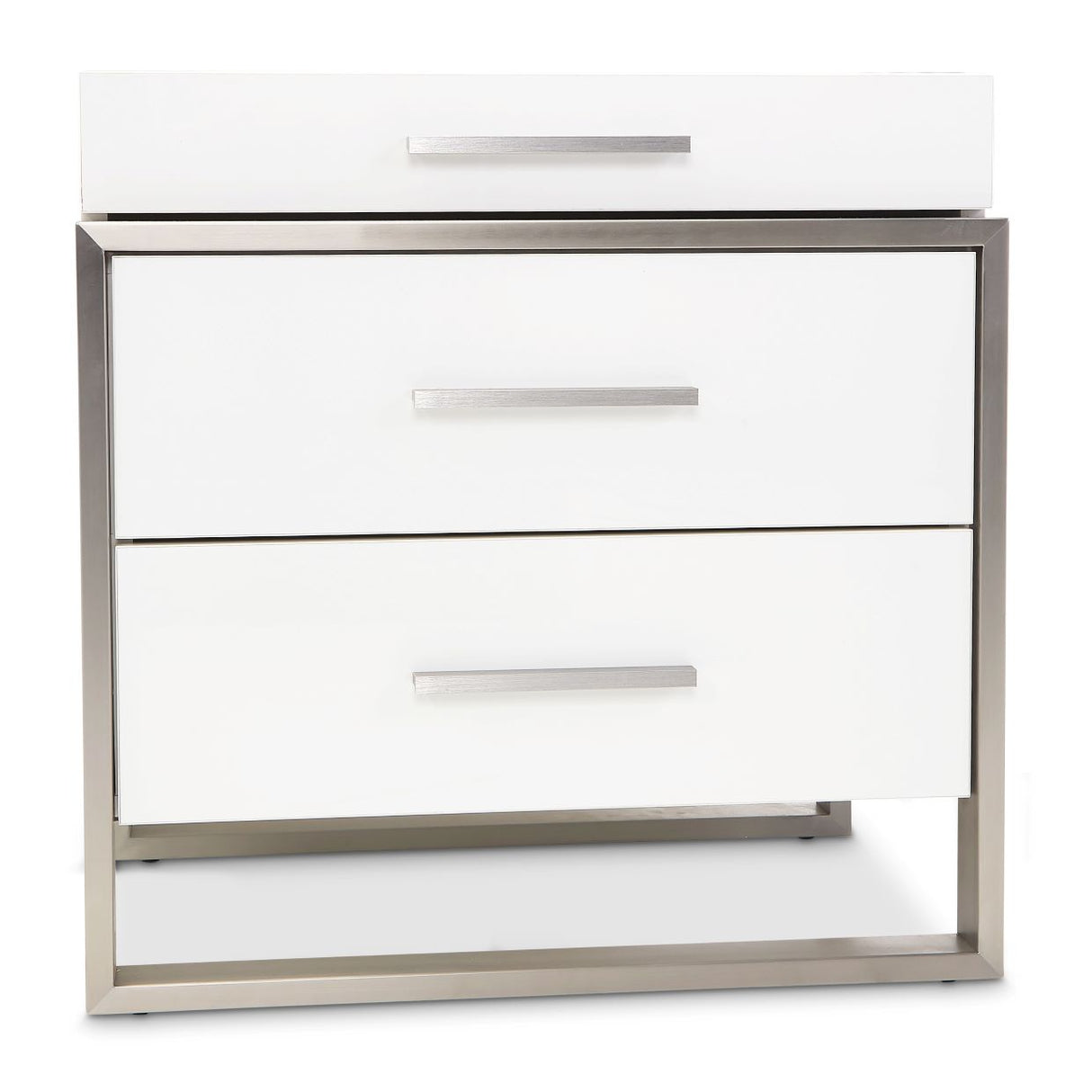 Marquee Cloud White 3-drawer Nightstand from Michael Amini - Luna Furniture