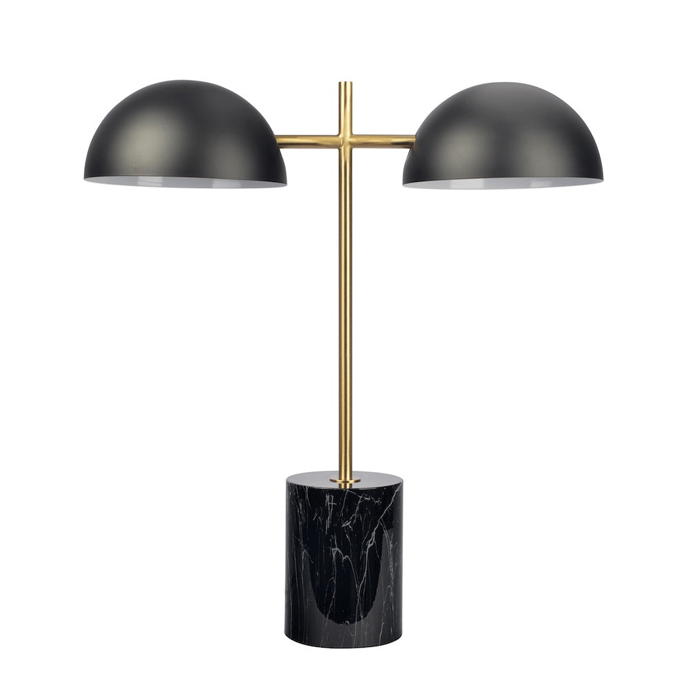 Nova Hydro Black Table Lamp with On/Off Switch Double Lamp with Faux Marble Base from Midinmod - Luna Furniture