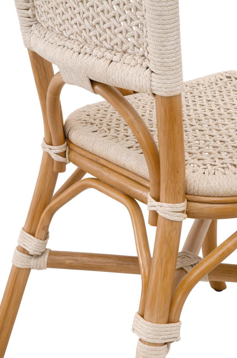 Brisas Dining Chair in Natural & White Flat Rope, Natural Rattan from Essentials For Living - Luna Furniture