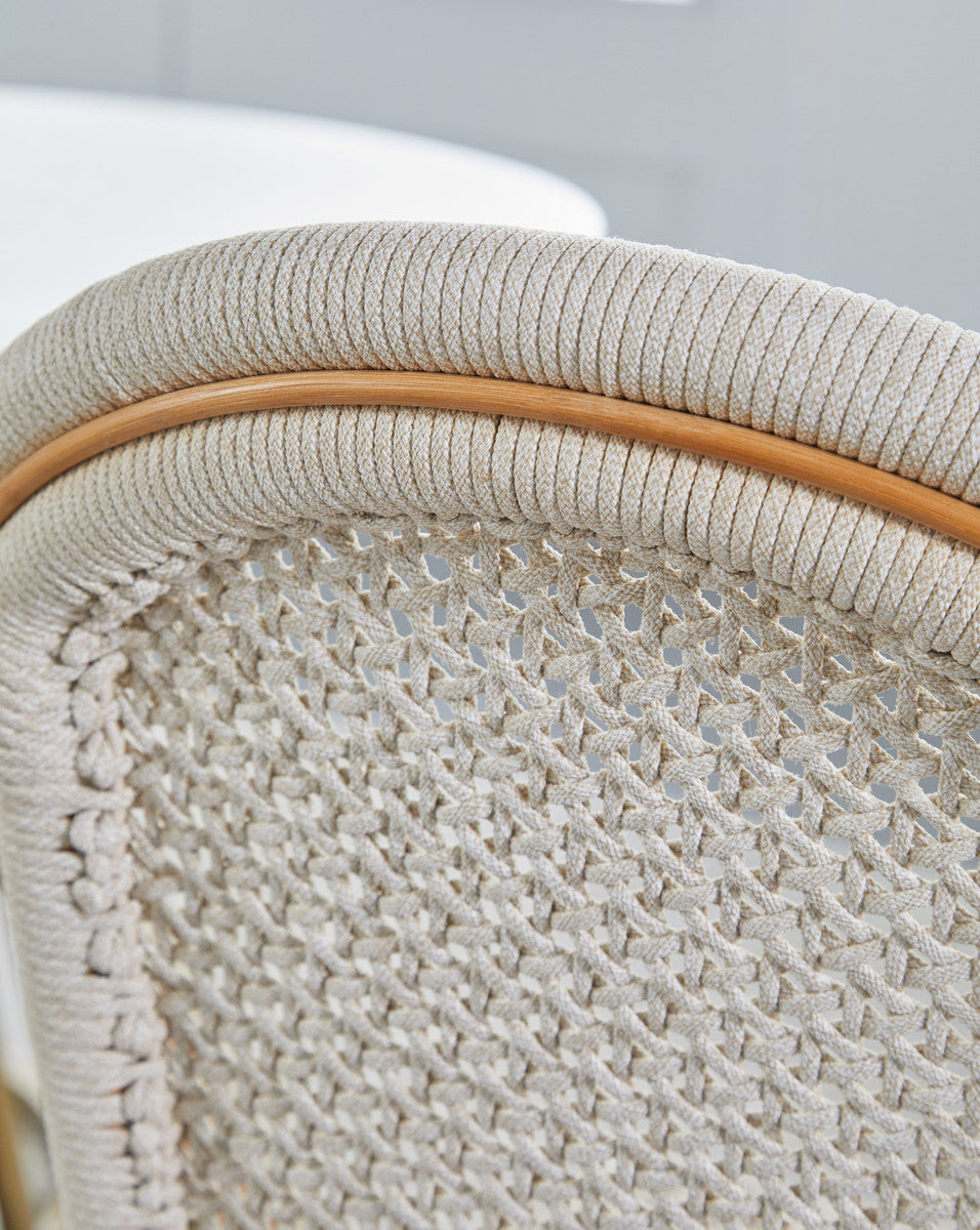 Brisas Dining Chair in Natural & White Flat Rope, Natural Rattan from Essentials For Living - Luna Furniture