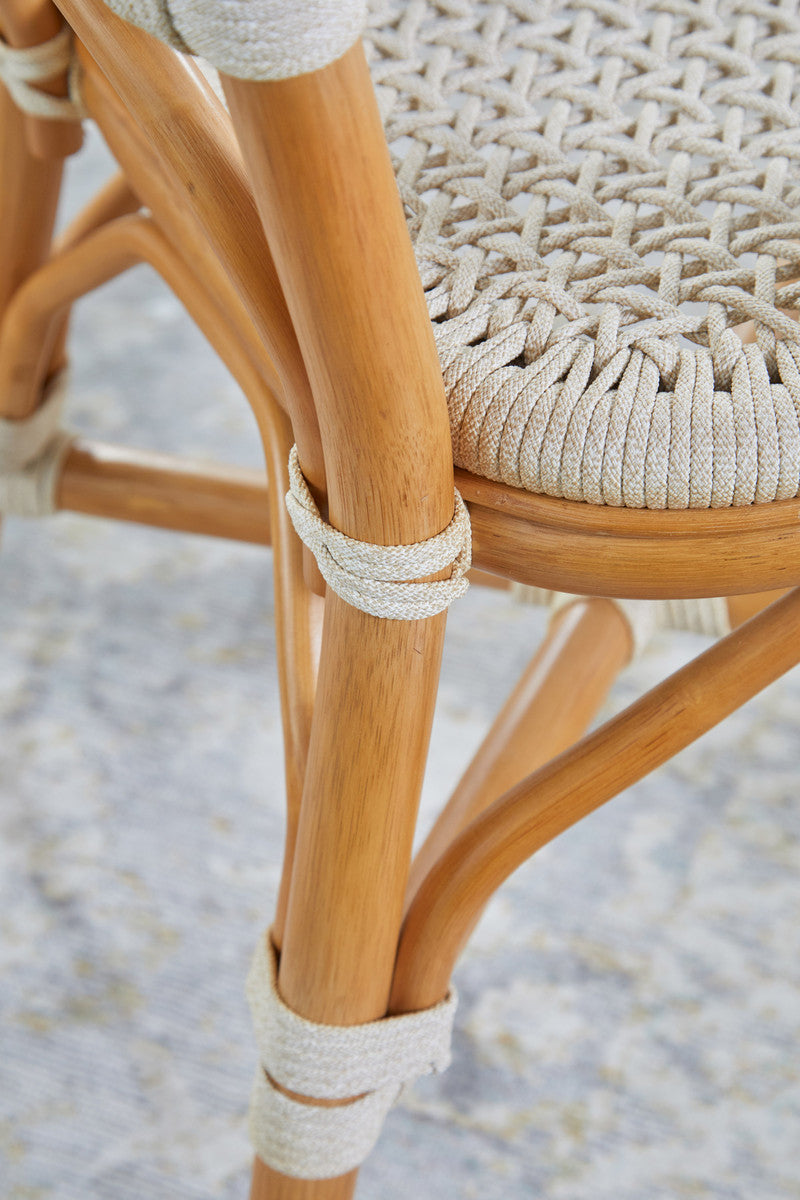 Brisas Dining Chair in Natural & White Flat Rope, Natural Rattan from Essentials For Living - Luna Furniture