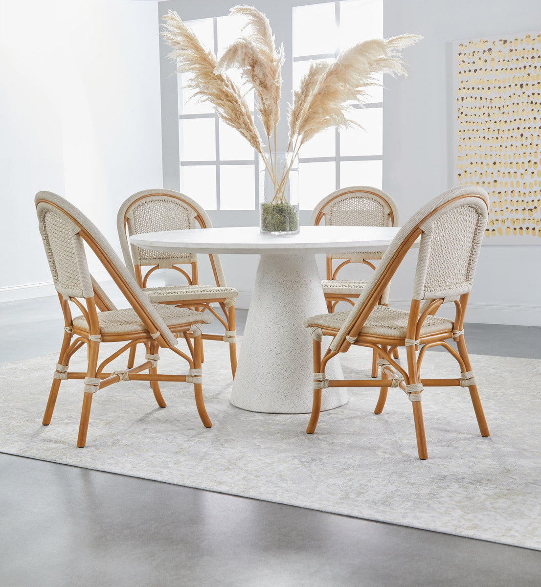 Brisas Dining Chair in Natural & White Flat Rope, Natural Rattan from Essentials For Living - Luna Furniture