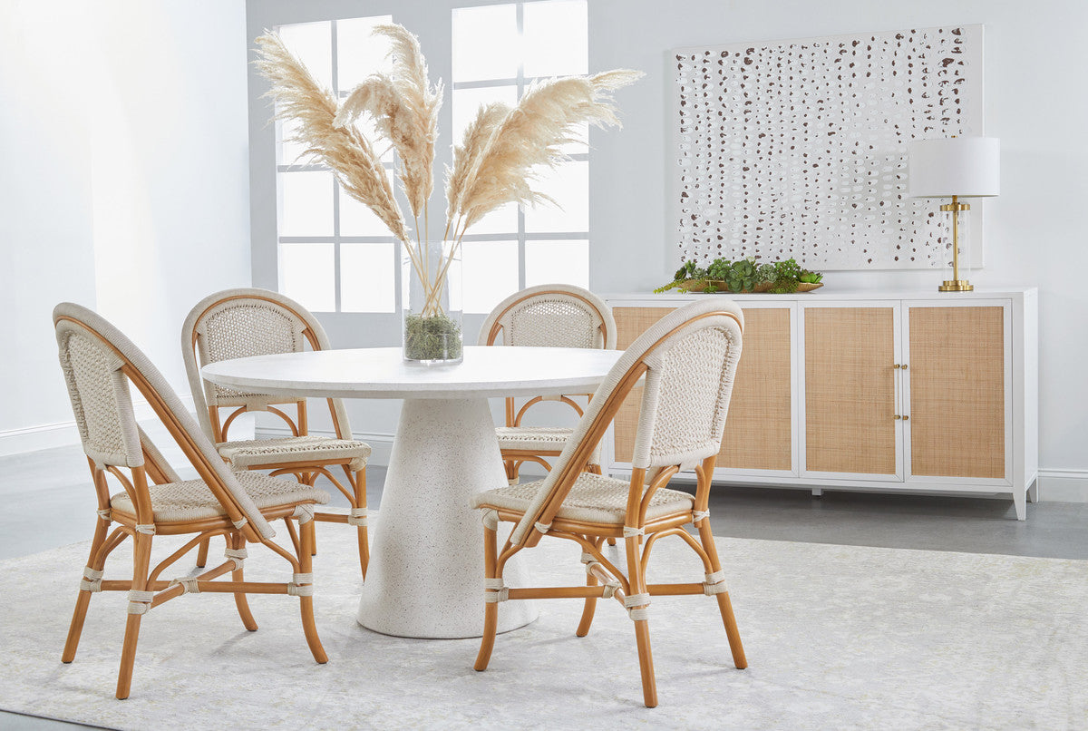 Brisas Dining Chair in Natural & White Flat Rope, Natural Rattan from Essentials For Living - Luna Furniture