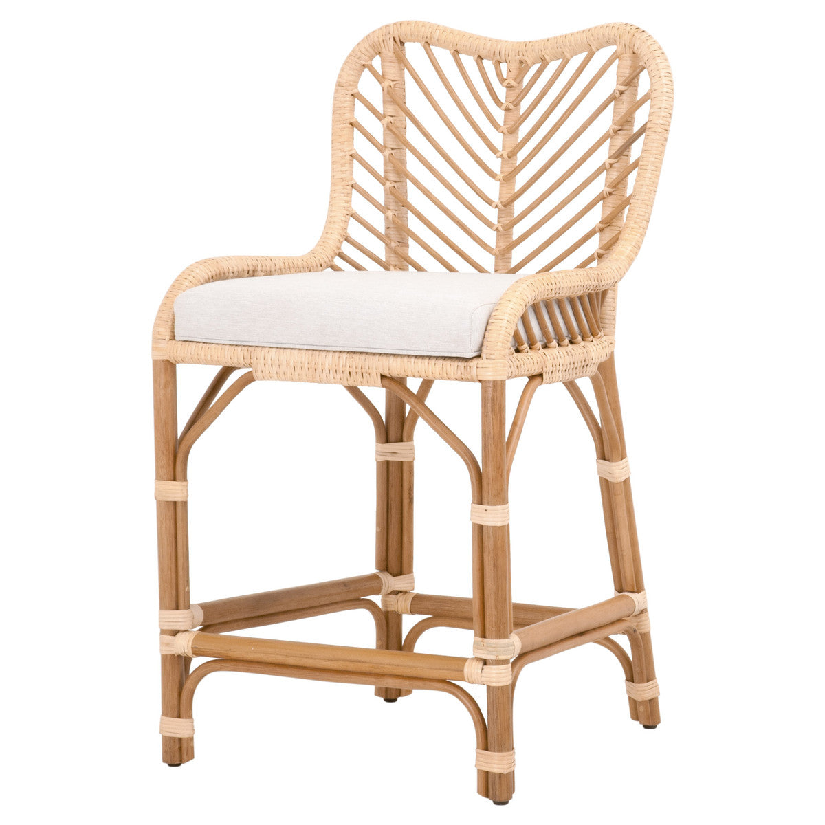Laguna Counter Stool in Natural Sanded Rattan Binding, Performance White Speckle, Natural Rattan from Essentials For Living - Luna Furniture