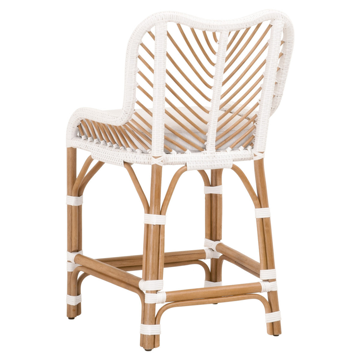 Laguna Counter Stool in White Synthetic Binding, Performance White Speckle, Natural Rattan from Essentials For Living - Luna Furniture