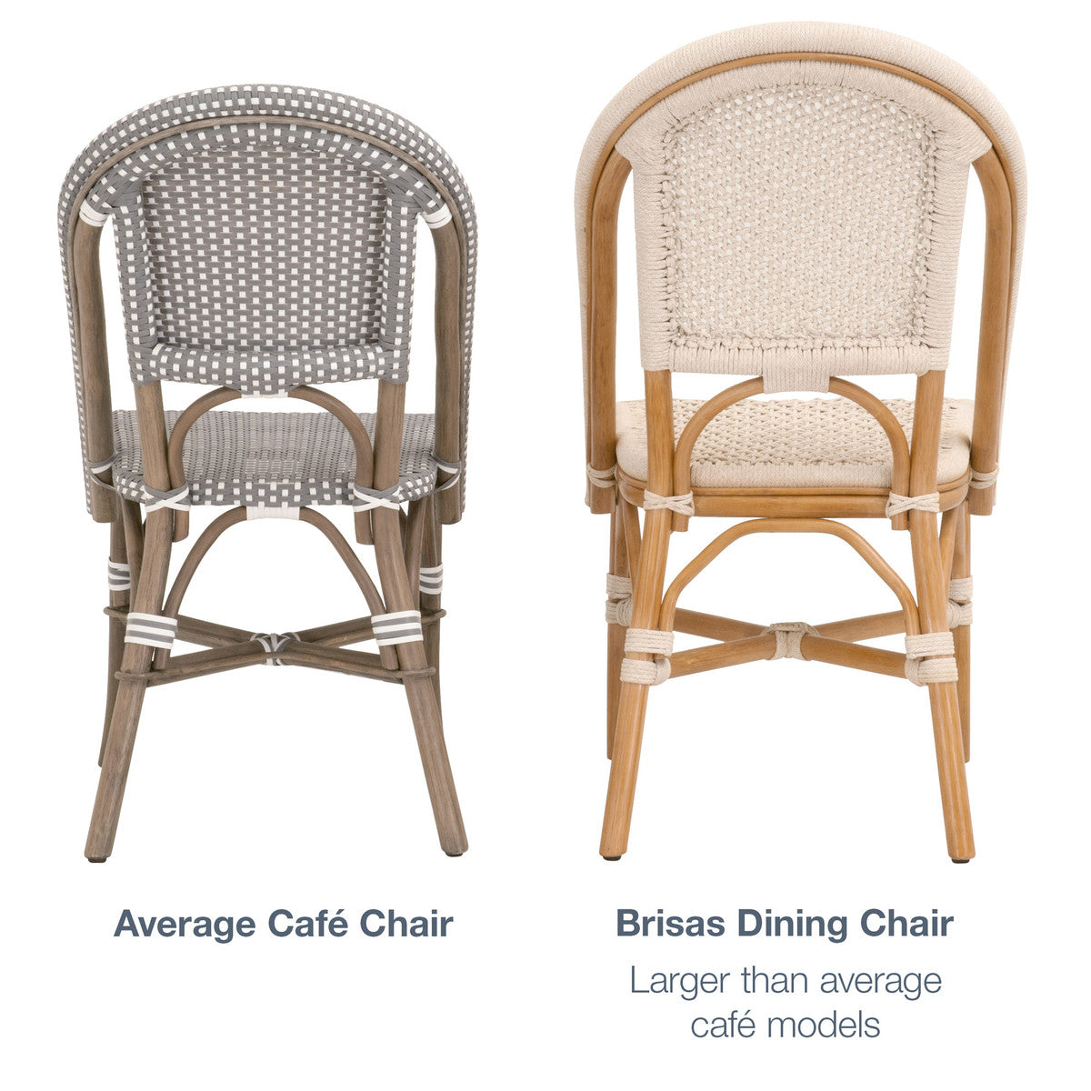 Brisas Dining Chair in Natural & White Flat Rope, Natural Rattan from Essentials For Living - Luna Furniture