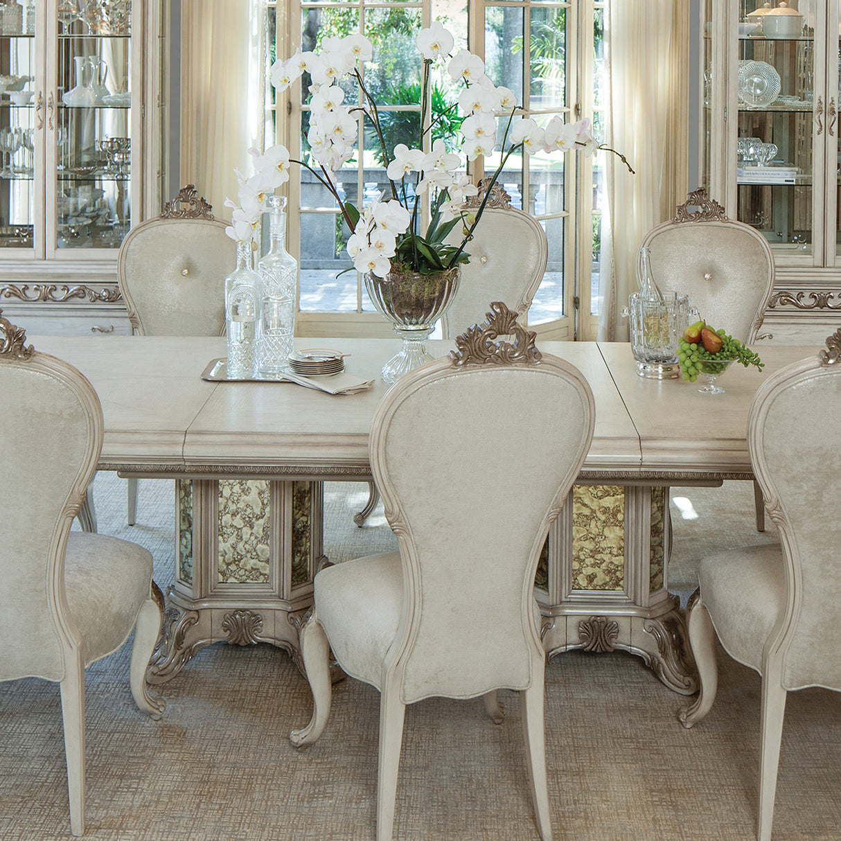 Platine De Royale Champagne Rectangular Dining Table from Michael Amini - Luna Furniture