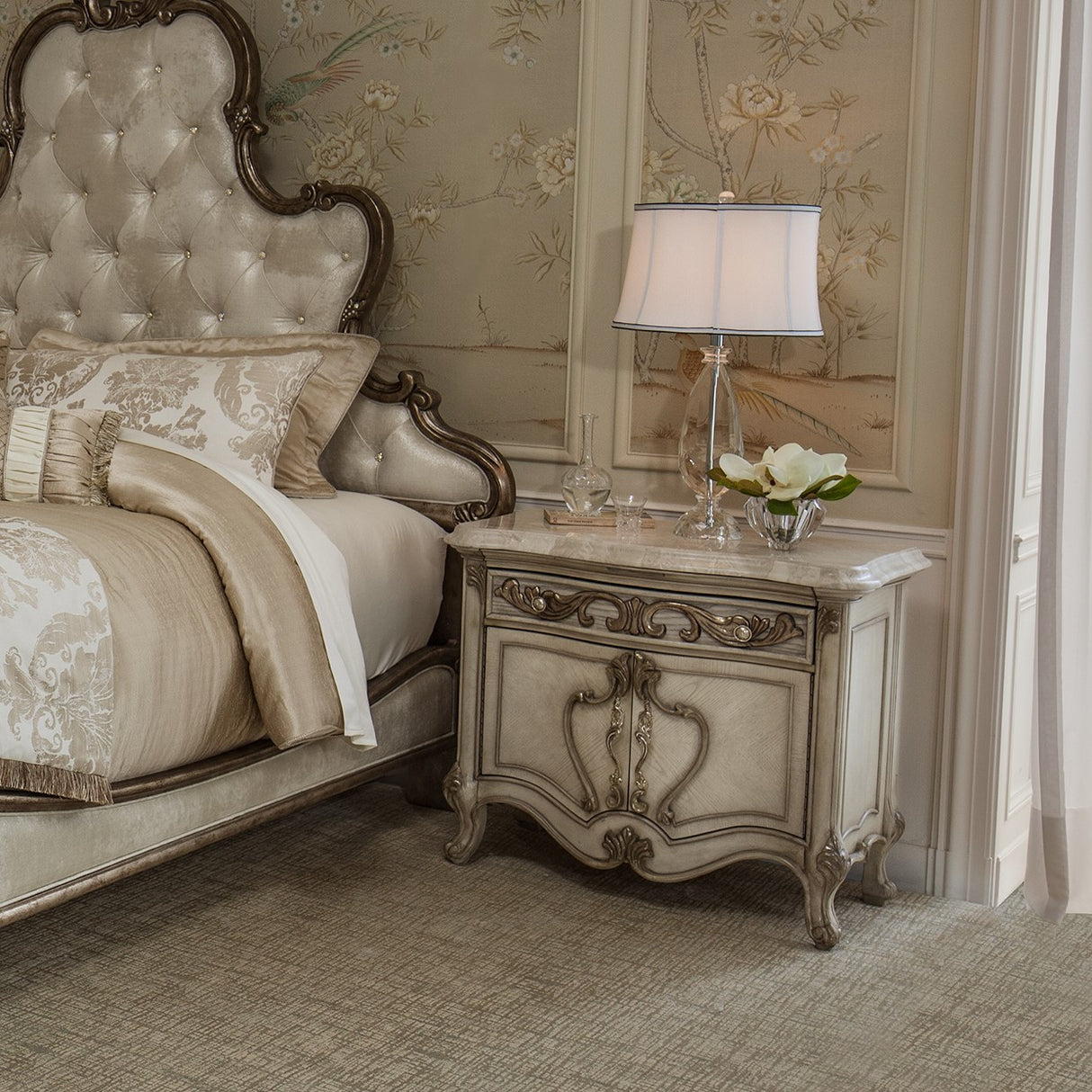 Platine De Royale Champagne Nightstand from Michael Amini - Luna Furniture